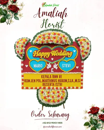 Karangan Papan Bunga Pernikahan di Tukadsumaga